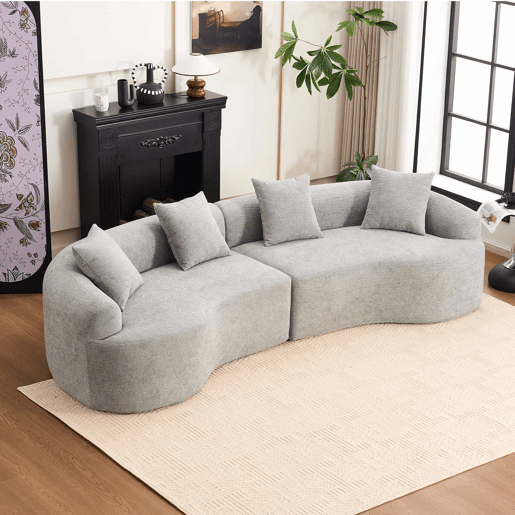 Sofá modular de 4 lugares - Moderno, confortável e compacto, pronto a usar - Cinzento