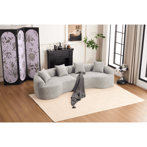 Sofá modular de 4 lugares - Moderno, confortável e compacto, pronto a usar - Cinzento