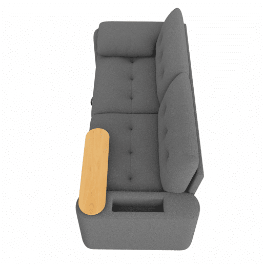 Sofá de 2 lugares - modular, com arrumação, apoio para a cabeça e mesa auxiliar integrada - cinzento Sofá de 2 lugares - modular, com arrumação, apoio para a cabeça e mesa auxiliar integrada - cinzento
