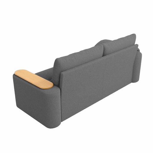 Sofá de 2 lugares - modular, com arrumação, apoio para a cabeça e mesa auxiliar integrada - cinzento Sofá de 2 lugares - modular, com arrumação, apoio para a cabeça e mesa auxiliar integrada - cinzento