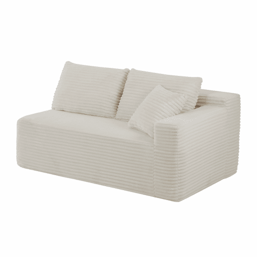 Sofá modular em L de 4 lugares - Espuma viscoelástica, chaise longue extragrande - Branco