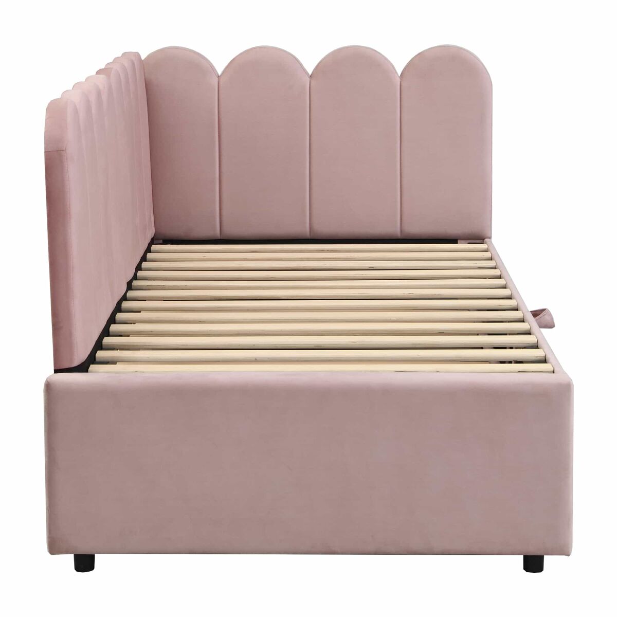 Sofá cama multifuncional 90/180x200 cm - diseño en l, cama para niños o invitados, rosa terciopelo
