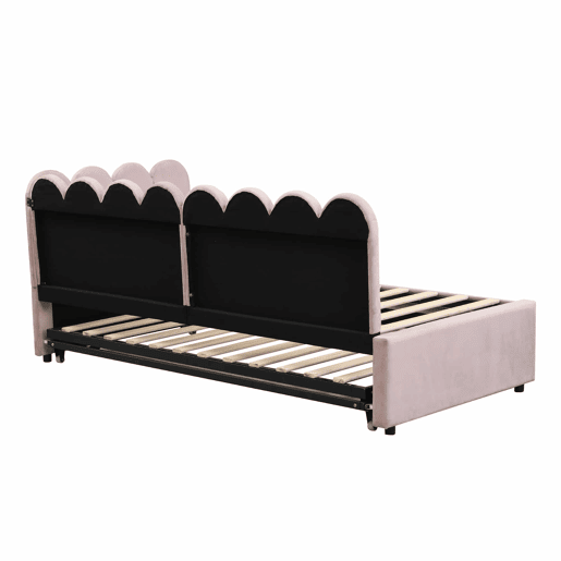 Sofá-cama multifuncional 90180x200 cm - design em L, cama para crianças ou convidados, rosa veludo