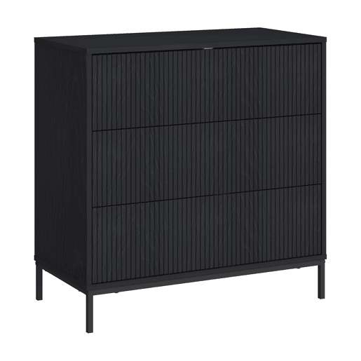 Cómoda Nykapin com 3 gavetas 80x80x40 cm Preto en.casa
