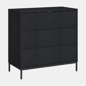 Cómoda Nykapin com 3 gavetas 80x80x40 cm Preto en.casa