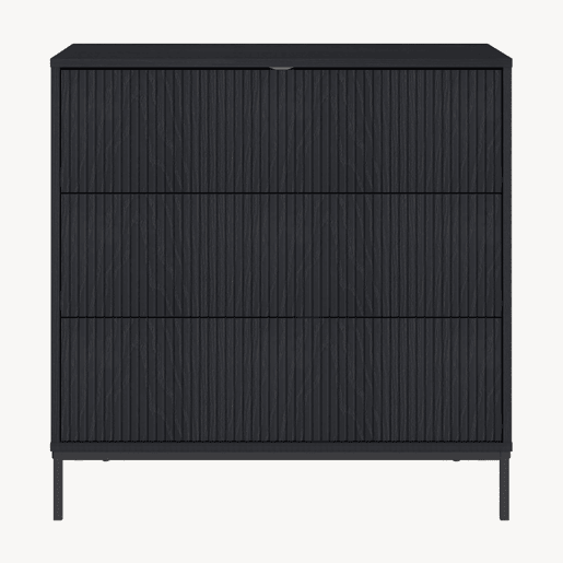 Cómoda Nykapin com 3 gavetas 80x80x40 cm Preto en.casa