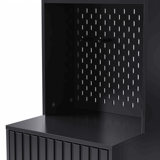 Conjunto de guarda-roupa 100x180x35 cm - Com banco, 4 ganchos, portas e gavetas - Preto