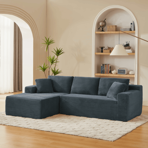 Sofá modular de 4 lugares - Espuma viscoelástica, chaise longue grande - Cinza escuro