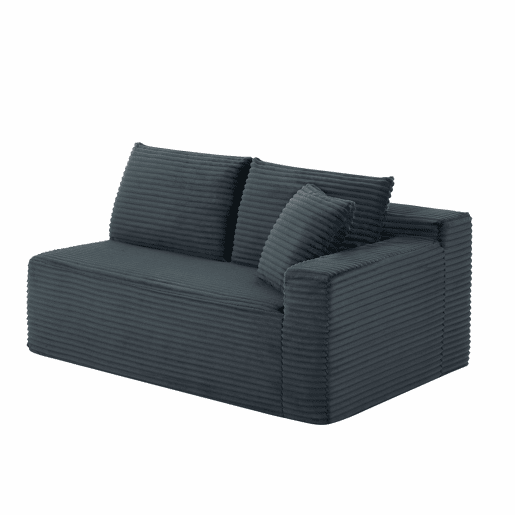 Sofá modular de 4 lugares - Espuma viscoelástica, chaise longue grande - Cinza escuro