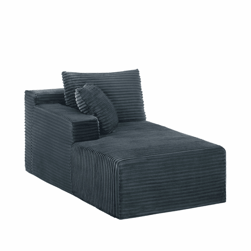 Sofá modular de 4 lugares - Espuma viscoelástica, chaise longue grande - Cinza escuro