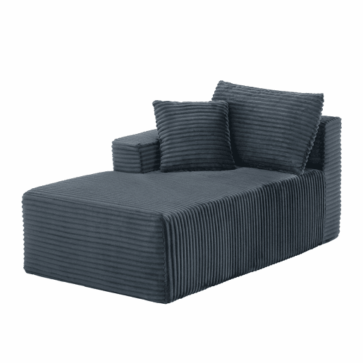 Sofá modular de 4 lugares - Espuma viscoelástica, chaise longue grande - Cinza escuro