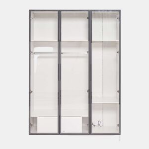Vitrina H 160 cm com luz LED - 3 portas de vidro e 1 gaveta - Branco