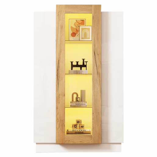 Móvel de sala 74x40x120 cm - Vitrine com 3 portas, LED, prateleira de vidro e gaveta - Alto brilho Móvel de sala 74x40x120 cm - Vitrine com 3 portas, LED, prateleira de vidro e gaveta - Alto brilho