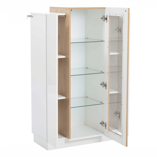 Móvel de sala 74x40x120 cm - Vitrine com 3 portas, LED, prateleira de vidro e gaveta - Alto brilho Móvel de sala 74x40x120 cm - Vitrine com 3 portas, LED, prateleira de vidro e gaveta - Alto brilho