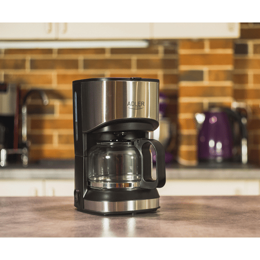 Adler AD4407 Máquina de Café Filtro, 6 Chávenas, Função Keep Warm, 0,7 Litros, 550, Prata negra