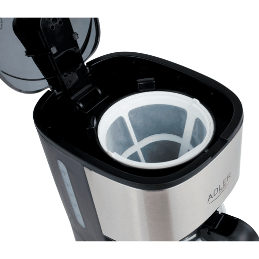 Adler AD4407 Máquina de Café Filtro, 6 Chávenas, Função Keep Warm, 0,7 Litros, 550, Prata negra