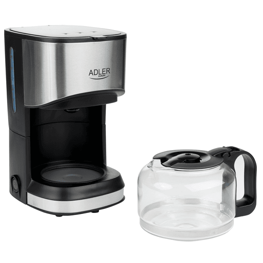 Adler AD4407 Máquina de Café Filtro, 6 Chávenas, Função Keep Warm, 0,7 Litros, 550, Prata negra