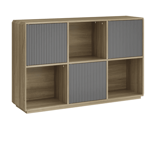 Aparador Trömi com 3 portas 75x120x30 cm aspeto carvalhocinzento en.casa