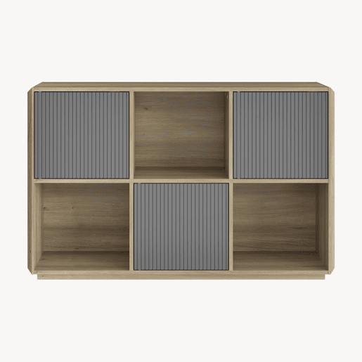 Aparador Trömi com 3 portas 75x120x30 cm aspeto carvalhocinzento en.casa