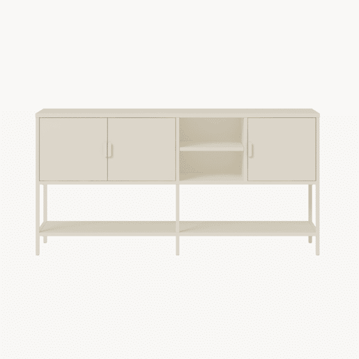 Aparador Kliri com 3 portas aço 160x40x80 cm branco creme en.casa