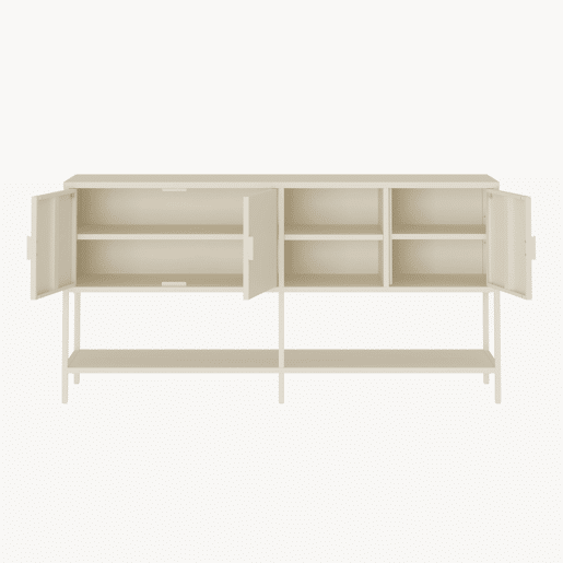 Aparador Kliri com 3 portas aço 160x40x80 cm branco creme en.casa