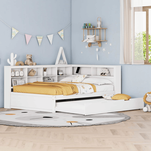 Sofá-cama 140x200 - cama extensível 90x190 com porta USB e vários compartimentos de arrumação - branco