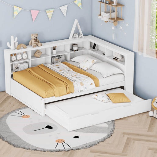 Sofá-cama 140x200 - cama extensível 90x190 com porta USB e vários compartimentos de arrumação - branco