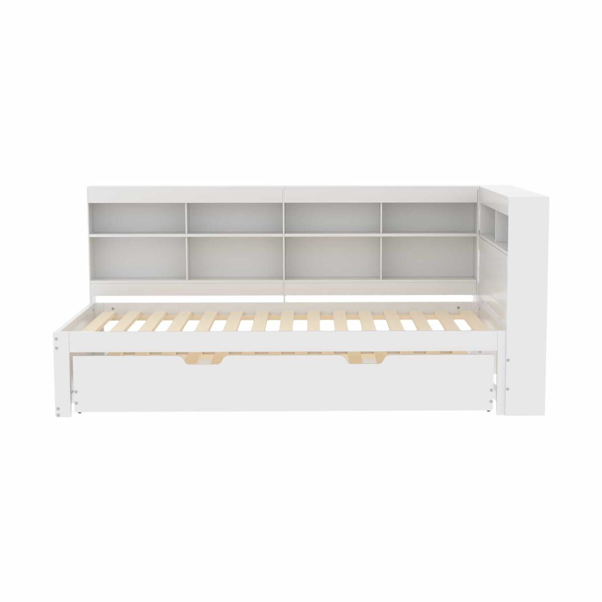Sofá cama 90x200 - cama extensible 90x190 con usb y varios compartimentos - blanco
