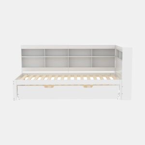 Sofá-cama 90x200 - Cama extensível 90x190 com USB e vários compartimentos - Branco