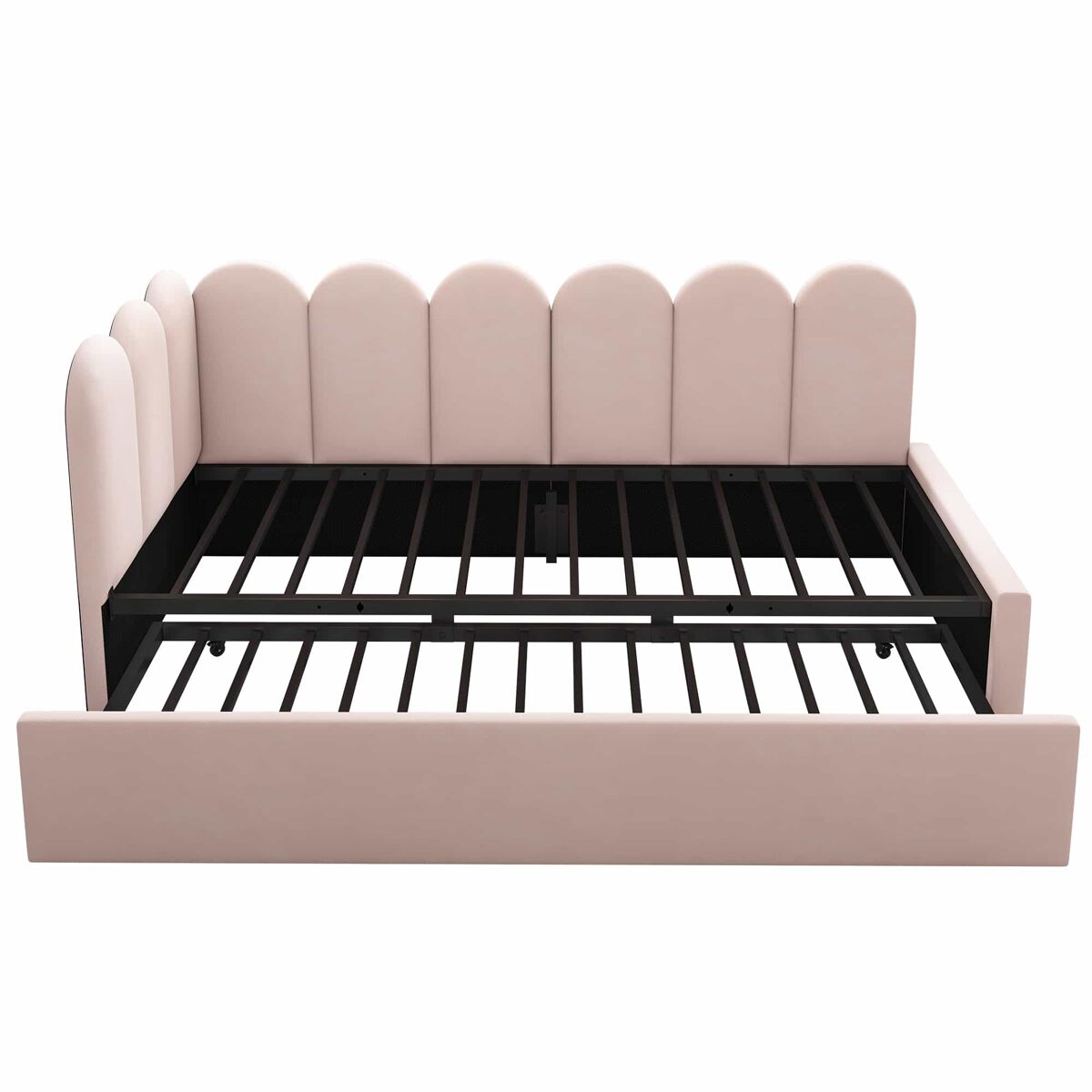 Cama diván 90x200 cm - sofá cama con cama extraíble 90x190 cm, cama infantil con somier, terciopelo, rosa