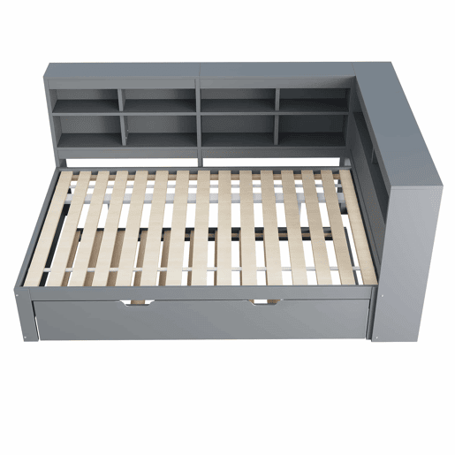 Sofá-cama 140x200 - Cama extensível 90x190 com USB e vários compartimentos - Cinza Sofá-cama 140x200 - Cama extensível 90x190 com USB e vários compartimentos - Cinza