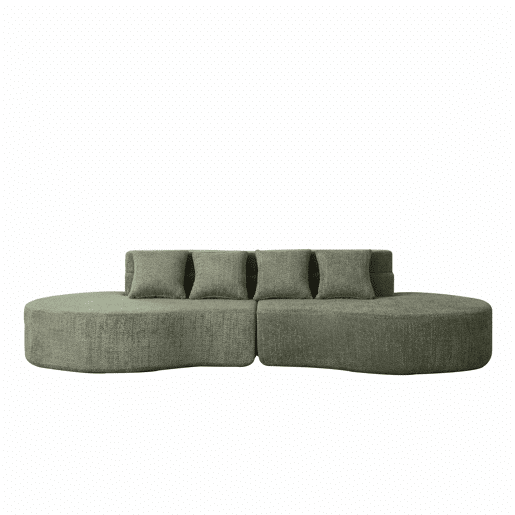 Sofá modular de 4 lugares - 2 peças combináveis, espuma viscoelástica de alta densidade - verde