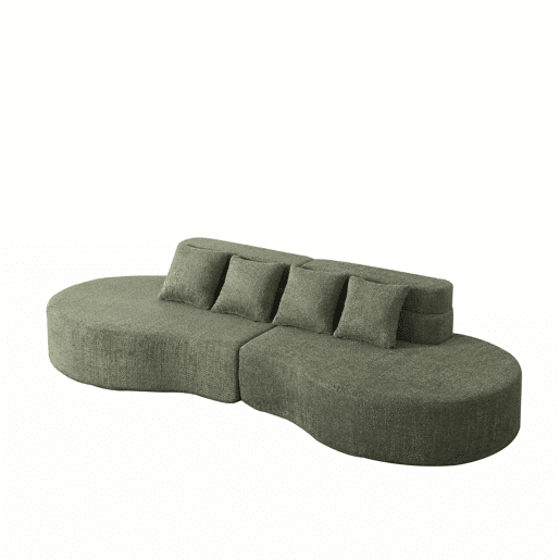 Sofá modular de 4 lugares - 2 peças combináveis, espuma viscoelástica de alta densidade - verde