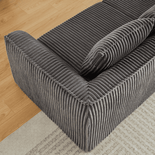 Sofá minimalista de 2 lugares - Linhas curvas e encosto ligeiramente inclinado, inclui 2 almofadas - Cinza
