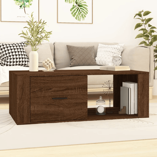 Mesa de Centro, Mesa baixa, 100x50,5x35 derivados madeira carvalho castanho
