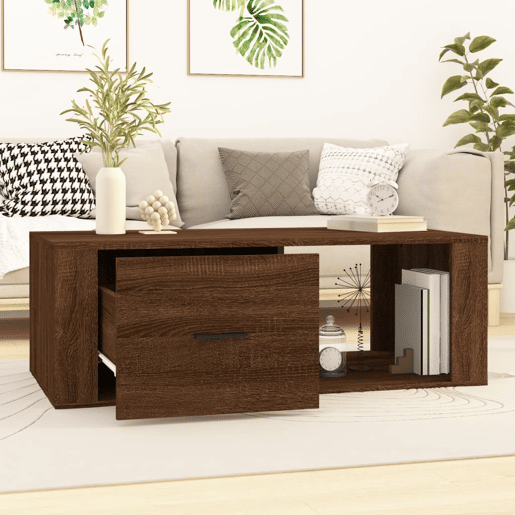 Mesa de Centro, Mesa baixa, 100x50,5x35 derivados madeira carvalho castanho
