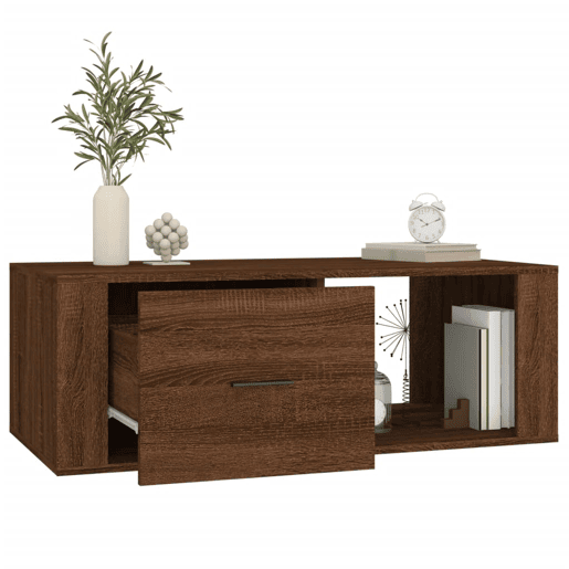 Mesa de Centro, Mesa baixa, 100x50,5x35 derivados madeira carvalho castanho