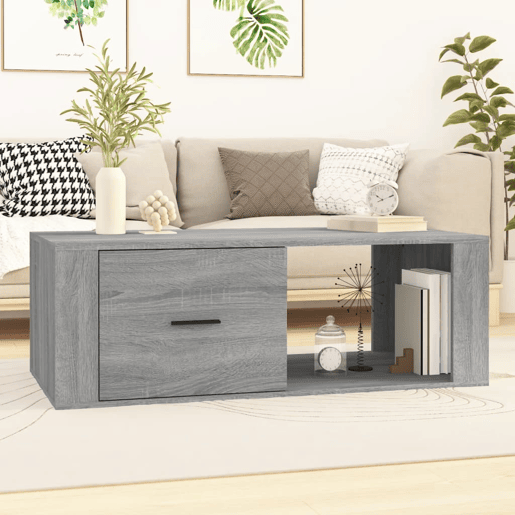 Mesa de Centro, Mesa baixa, 100x50,5x35 cm derivados de madeira cinza sonoma