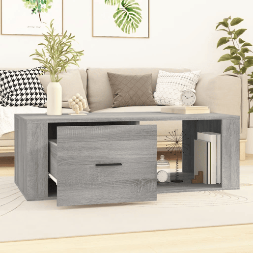 Mesa de Centro, Mesa baixa, 100x50,5x35 cm derivados de madeira cinza sonoma