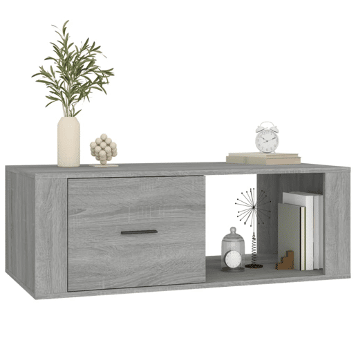 Mesa de Centro, Mesa baixa, 100x50,5x35 cm derivados de madeira cinza sonoma