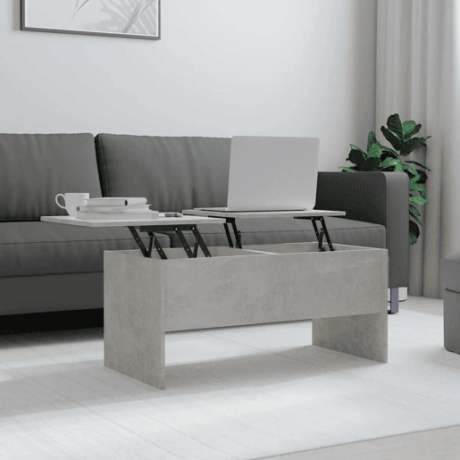 Mesa de Centro, Mesa baixa, 102x50,5x46,5cm madeira processada cinza cimento