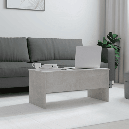 Mesa de Centro, Mesa baixa, 102x50,5x46,5cm madeira processada cinza cimento