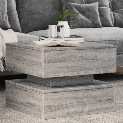 Mesa de Centro, Mesa baixa, com luzes LED 50x50x40 cm sonoma cinza-claro