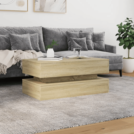 Mesa de Centro, Mesa baixa, com luzes LED 90x50x40 cm carvalho sonoma