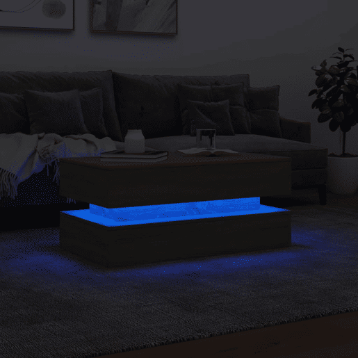 Mesa de Centro, Mesa baixa, com luzes LED 90x50x40 cm carvalho sonoma