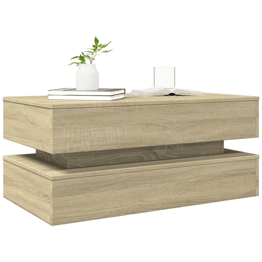 Mesa de Centro, Mesa baixa, com luzes LED 90x50x40 cm carvalho sonoma