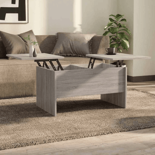 Mesa de Centro, Mesa baixa,80x50x42,5cm derivados de madeira cinzento sonoma