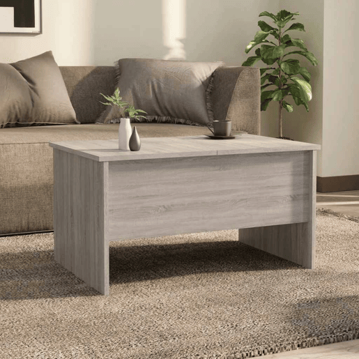 Mesa de Centro, Mesa baixa,80x50x42,5cm derivados de madeira cinzento sonoma