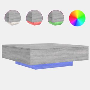 Mesa de Centro, Mesa baixa, com luzes LED 100x100x31 cm cinzento sonoma