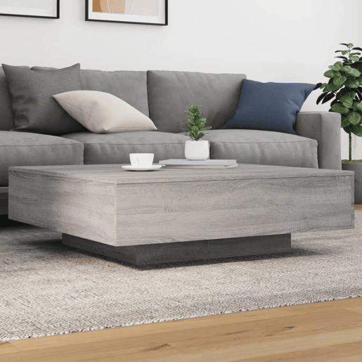 Mesa de Centro, Mesa baixa, com luzes LED 100x100x31 cm cinzento sonoma